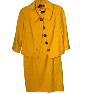 Bianca Nygard yellow dress and jacket suit